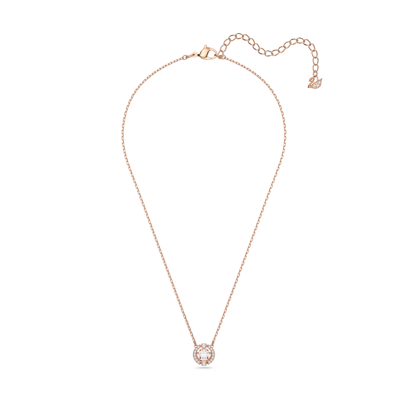 SWAROVSKI SWAROVSKI SPARKLING DANCE NECKLACE, ROUND CUT, WHITE, ROSE GOLD-TONE PLATED 5272364