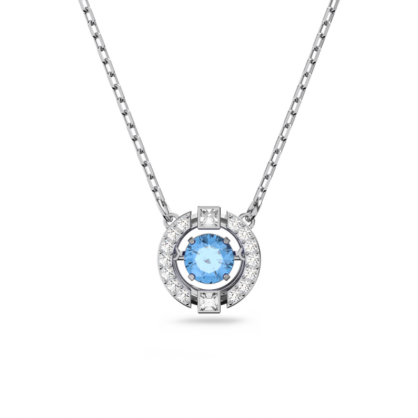 SWAROVSKI SWAROVSKI SPARKLING DANCE NECKLACE, ROUND CUT, BLUE, RHODIUM PLATED 5279425