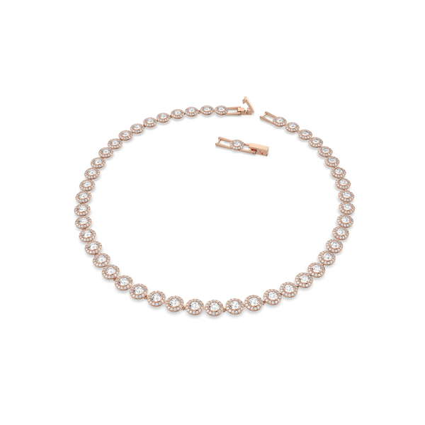 SWAROVSKI ANGELIC NECKLACE, ROUND CUT, WHITE, ROSE GOLD-TONE PLATED 5367845