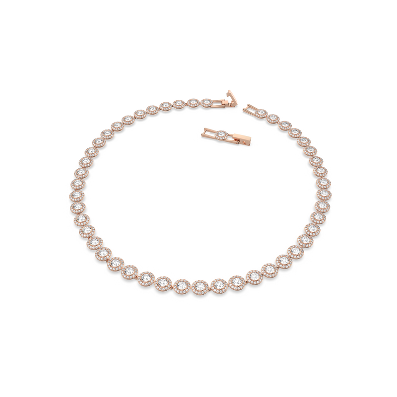 SWAROVSKI ANGELIC NECKLACE, ROUND CUT, WHITE, ROSE GOLD-TONE PLATED 5367845