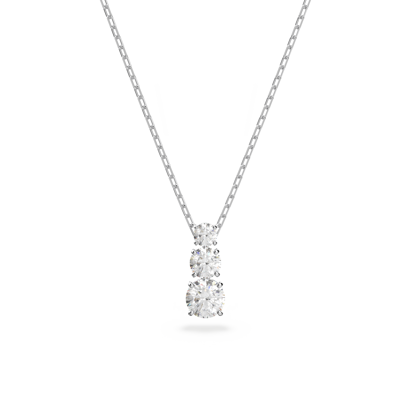 最先端 Swarovski Attract Trilogy pendant, Round cut, White, Rhodium アクセサリー