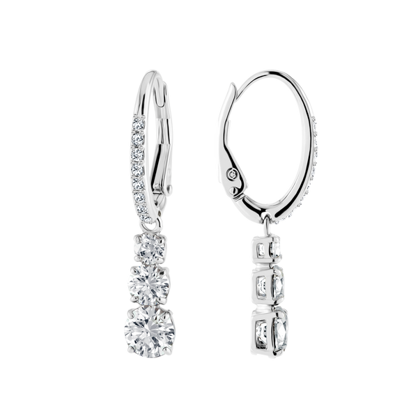 SWAROVSKI ATTRACT TRILOGY HOOP EARRINGS, ROUND CUT, WHITE, RHODIUM PLATED 5416155