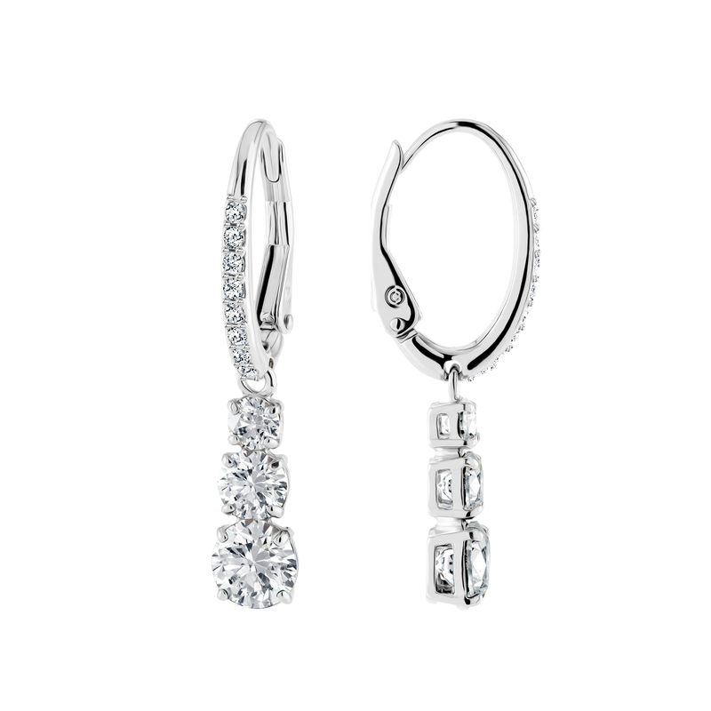 SWAROVSKI ATTRACT TRILOGY HOOP EARRINGS, ROUND CUT, WHITE, RHODIUM PLATED 5416155