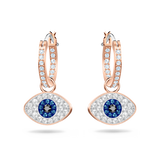 SWAROVSKI SWAROVSKI SYMBOLIC HOOP EARRINGS, EVIL EYE, BLUE, ROSE GOLD-TONE PLATED 5425857