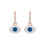 SWAROVSKI SWAROVSKI SYMBOLIC HOOP EARRINGS, EVIL EYE, BLUE, ROSE GOLD-TONE PLATED 5425857