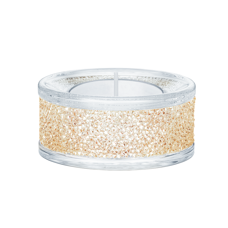 Swarovski Shimmer tea light holder, Gold tone 5428724 – Finch