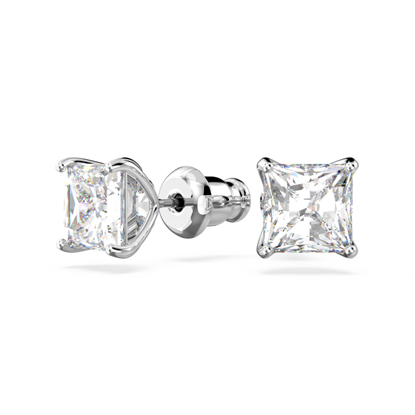 SWAROVSKI ATTRACT STUD EARRINGS, SQUARE CUT, WHITE, RHODIUM PLATED 5430365