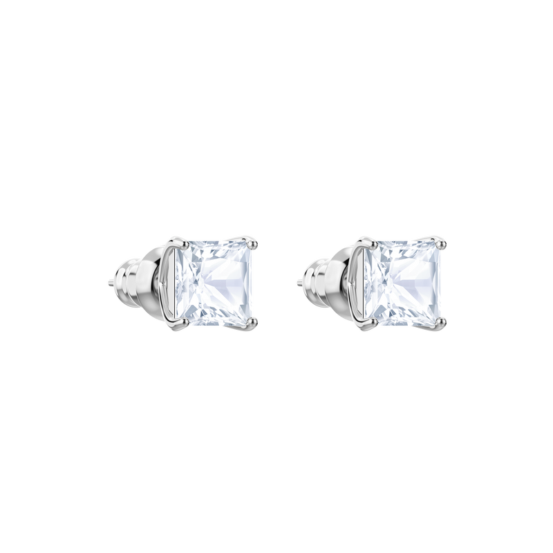 SWAROVSKI ATTRACT STUD EARRINGS, SQUARE CUT, WHITE, RHODIUM PLATED 5430365