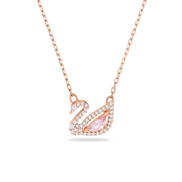 SWAROVSKI DAZZLING SWAN NECKLACE, SWAN, PINK, ROSE GOLD-TONE PLATED 5469989