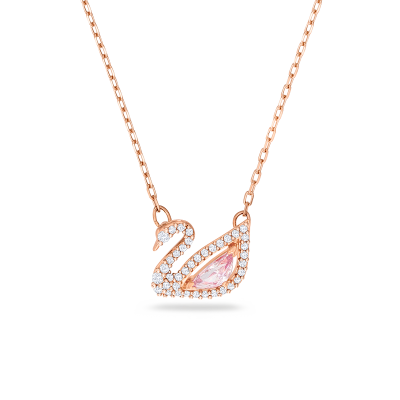 SWAROVSKI DAZZLING SWAN NECKLACE, SWAN, PINK, ROSE GOLD-TONE PLATED 5469989