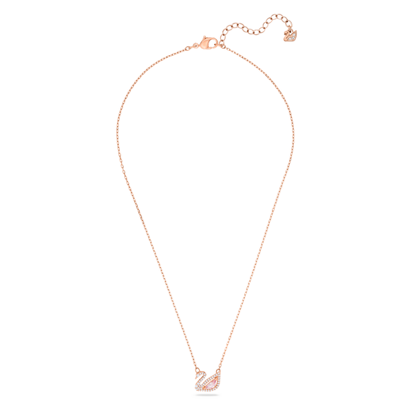 SWAROVSKI DAZZLING SWAN NECKLACE, SWAN, PINK, ROSE GOLD-TONE PLATED 5469989