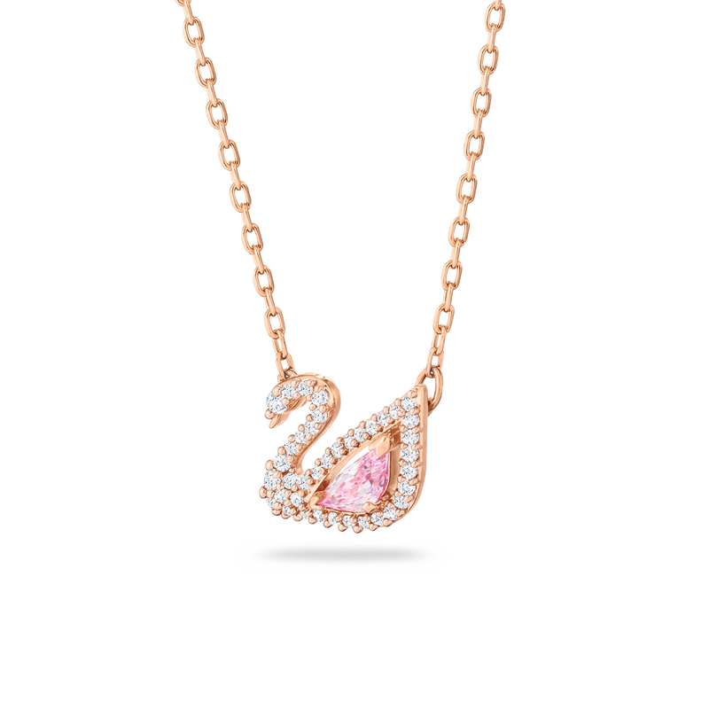 SWAROVSKI DAZZLING SWAN NECKLACE, SWAN, PINK, ROSE GOLD-TONE PLATED 5469989