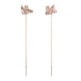 SWAROVSKI DAZZLING SWAN DROP EARRINGS, SWAN, PINK, ROSE GOLD-TONE PLATED 5469990