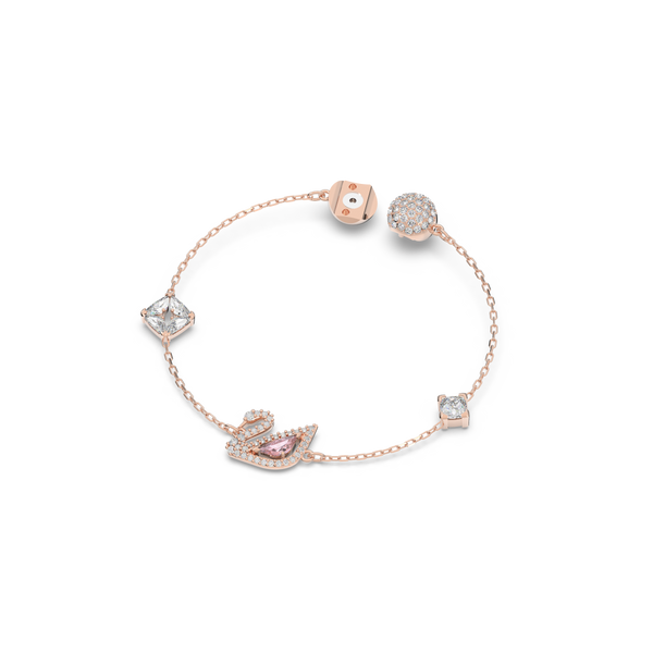 SWAROVSKI DAZZLING SWAN BRACELET, MAGNETIC CLOSURE, SWAN, PINK, ROSE GOLD-TONE PLATED