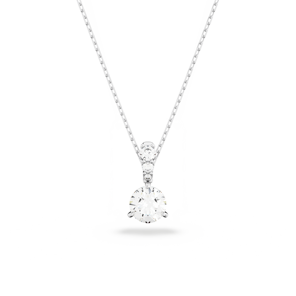 SWAROVSKI SOLITAIRE PENDANT, ROUND CUT, WHITE, RHODIUM PLATED 5472635