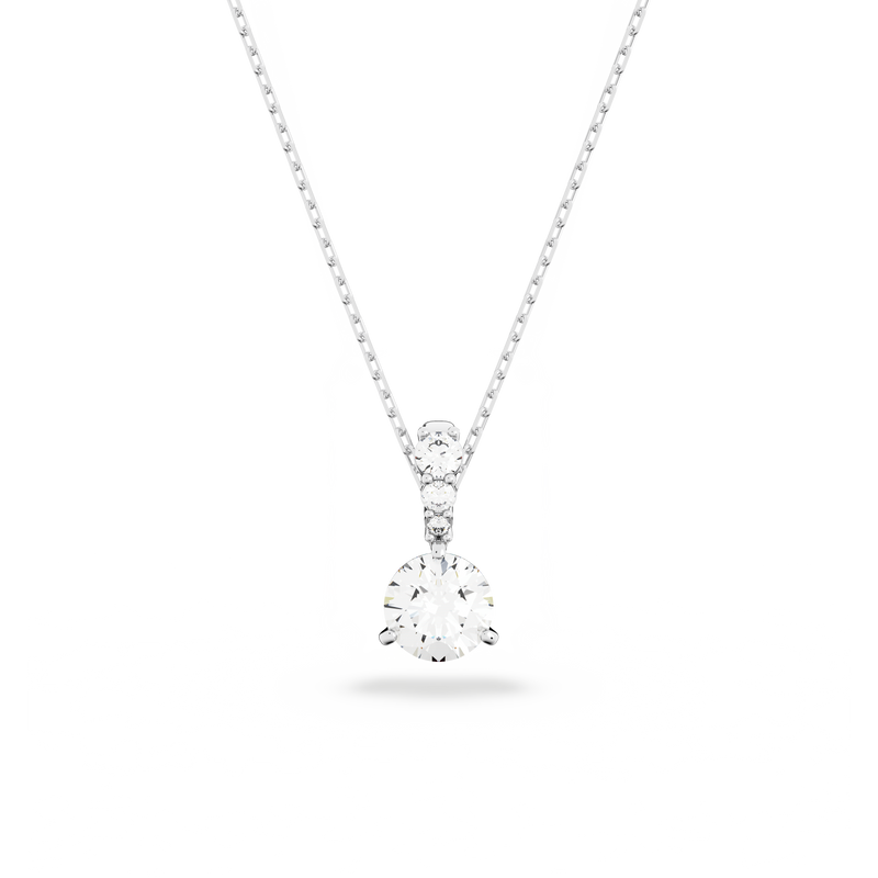 SWAROVSKI SOLITAIRE PENDANT, ROUND CUT, WHITE, RHODIUM PLATED 5472635