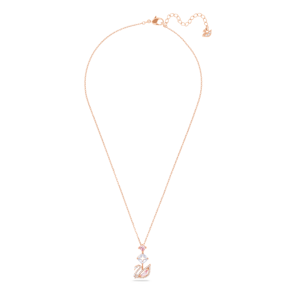 SWAROVSKI DAZZLING SWAN Y NECKLACE, SWAN, PINK, ROSE GOLD-TONE PLATED 5473024