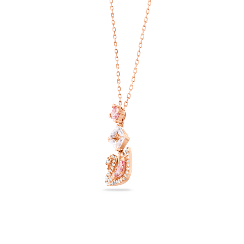 Swarovski Dazzling Swan Y necklace Swan Pink Rose gold tone plated 5473024 Finch Centre Jewellers