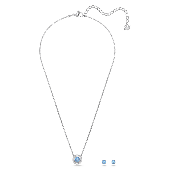 SWAROVSKI SWAROVSKI SPARKLING DANCE SET, ROUND CUT, BLUE, RHODIUM PLATED 5480485