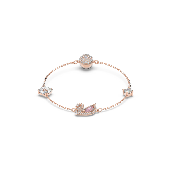 SWAROVSKI DAZZLING SWAN BRACELET, MAGNETIC CLOSURE, SWAN, PINK, ROSE GOLD-TONE PLATED