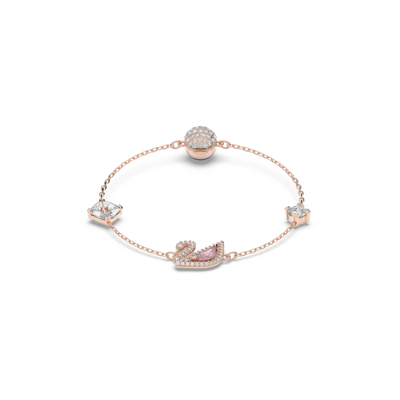 SWAROVSKI DAZZLING SWAN BRACELET, MAGNETIC CLOSURE, SWAN, PINK, ROSE GOLD-TONE PLATED