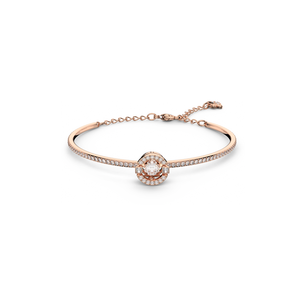 SWAROVSKI SWAROVSKI SPARKLING DANCE BANGLE, ROUND CUT, WHITE, ROSE GOLD-TONE PLATED 5497483