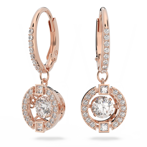 SWAROVSKI SWAROVSKI SPARKLING DANCE DROP EARRINGS, ROUND CUT, WHITE, ROSE GOLD-TONE PLATED 5504753