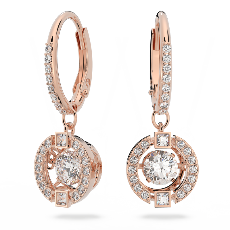 SWAROVSKI SWAROVSKI SPARKLING DANCE DROP EARRINGS, ROUND CUT, WHITE, ROSE GOLD-TONE PLATED 5504753