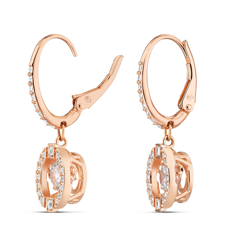 SWAROVSKI SWAROVSKI SPARKLING DANCE DROP EARRINGS, ROUND CUT, WHITE, ROSE GOLD-TONE PLATED 5504753