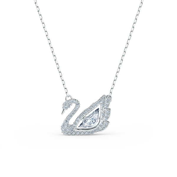 SWAROVSKI DANCING SWAN NECKLACE, SWAN, WHITE, RHODIUM PLATED 5514421