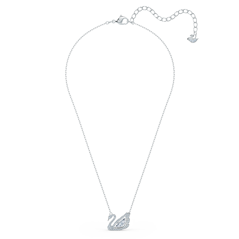 Swarovski Dancing Swan necklace, Swan, White, Rhodium plated