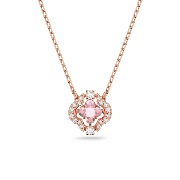 SWAROVSKI SWAROVSKI SPARKLING DANCE NECKLACE, CLOVER, PINK, ROSE GOLD-TONE PLATED 5514488