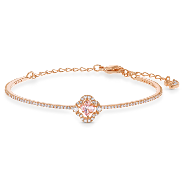 SWAROVSKI SWAROVSKI SPARKLING DANCE BANGLE, CLOVER, PINK, ROSE GOLD-TONE PLATED 5516476