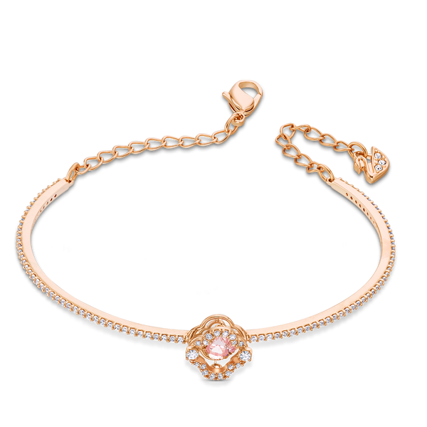 SWAROVSKI SWAROVSKI SPARKLING DANCE BANGLE, CLOVER, PINK, ROSE GOLD-TONE PLATED 5516476