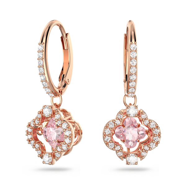 SWAROVSKI SWAROVSKI SPARKLING DANCE DROP EARRINGS, CLOVER, PINK, ROSE GOLD-TONE PLATED 5516477