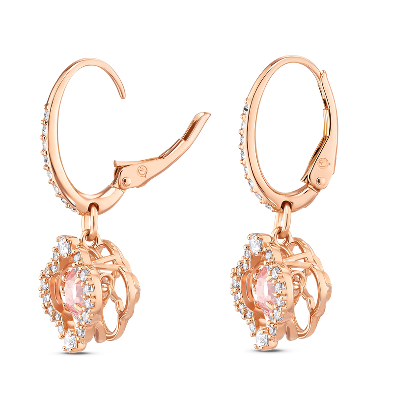 SWAROVSKI SWAROVSKI SPARKLING DANCE DROP EARRINGS, CLOVER, PINK, ROSE GOLD-TONE PLATED 5516477