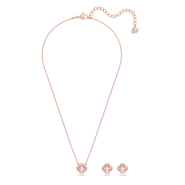 SWAROVSKI SWAROVSKI SPARKLING DANCE SET, MIXED CUTS, CLOVER, PINK, ROSE GOLD-TONE PLATED 5516488