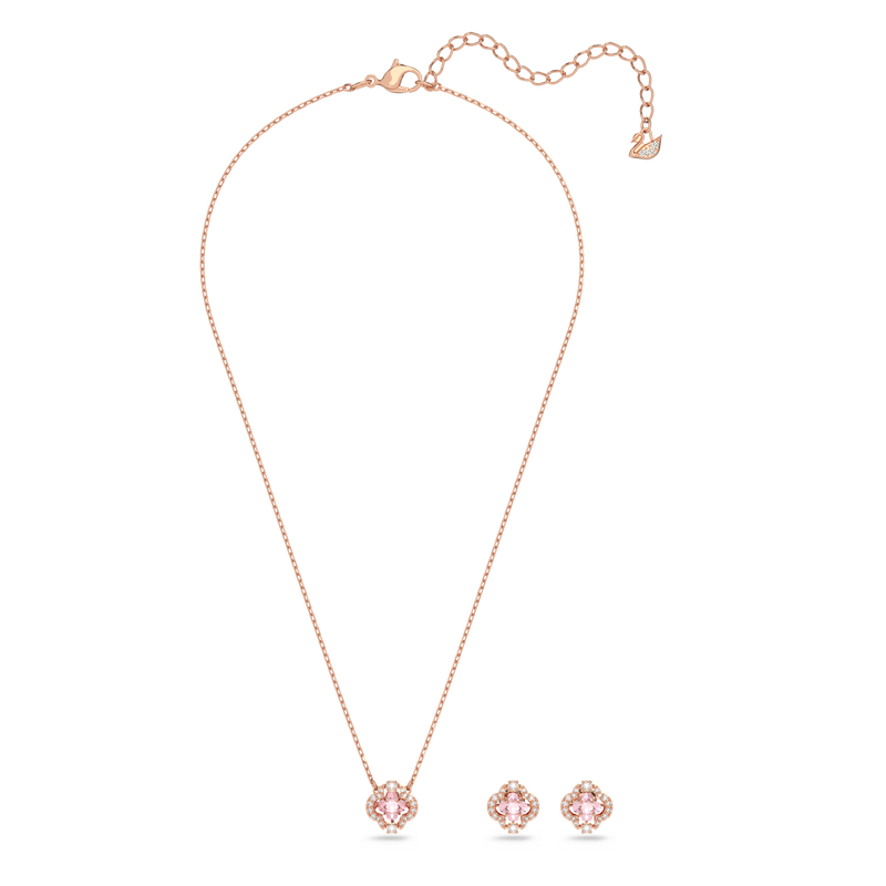 SWAROVSKI SWAROVSKI SPARKLING DANCE SET, MIXED CUTS, CLOVER, PINK, ROSE GOLD-TONE PLATED 5516488