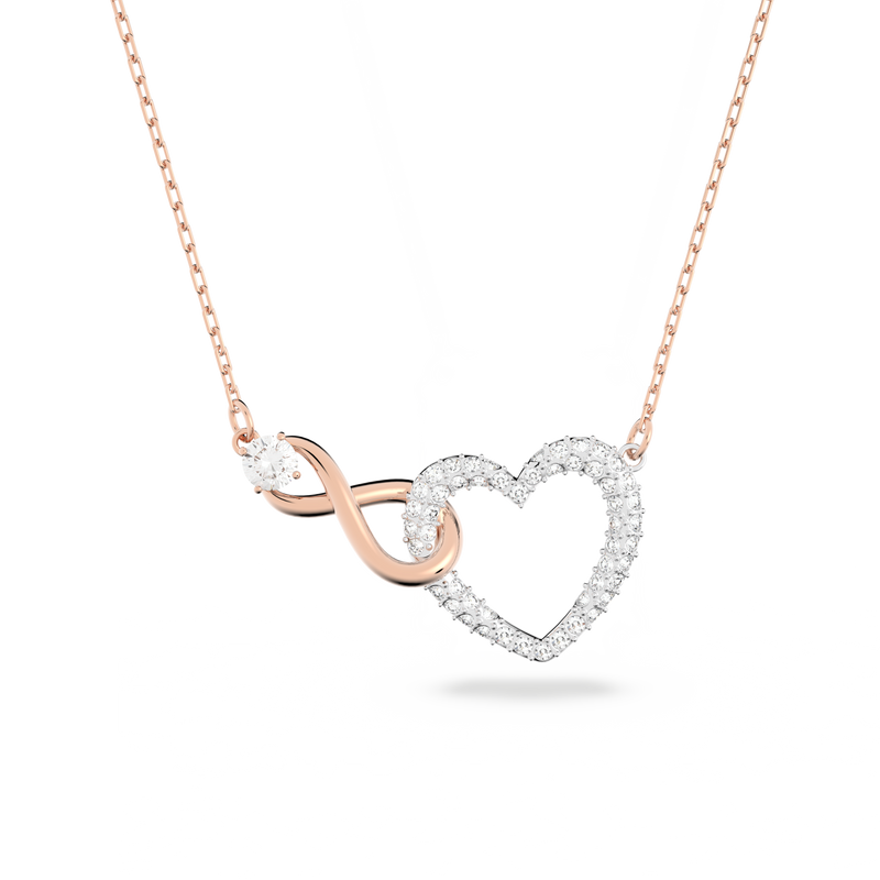 SWAROVSKI SWAROVSKI INFINITY NECKLACE, INFINITY AND HEART, WHITE, MIXED METAL FINISH 5518865