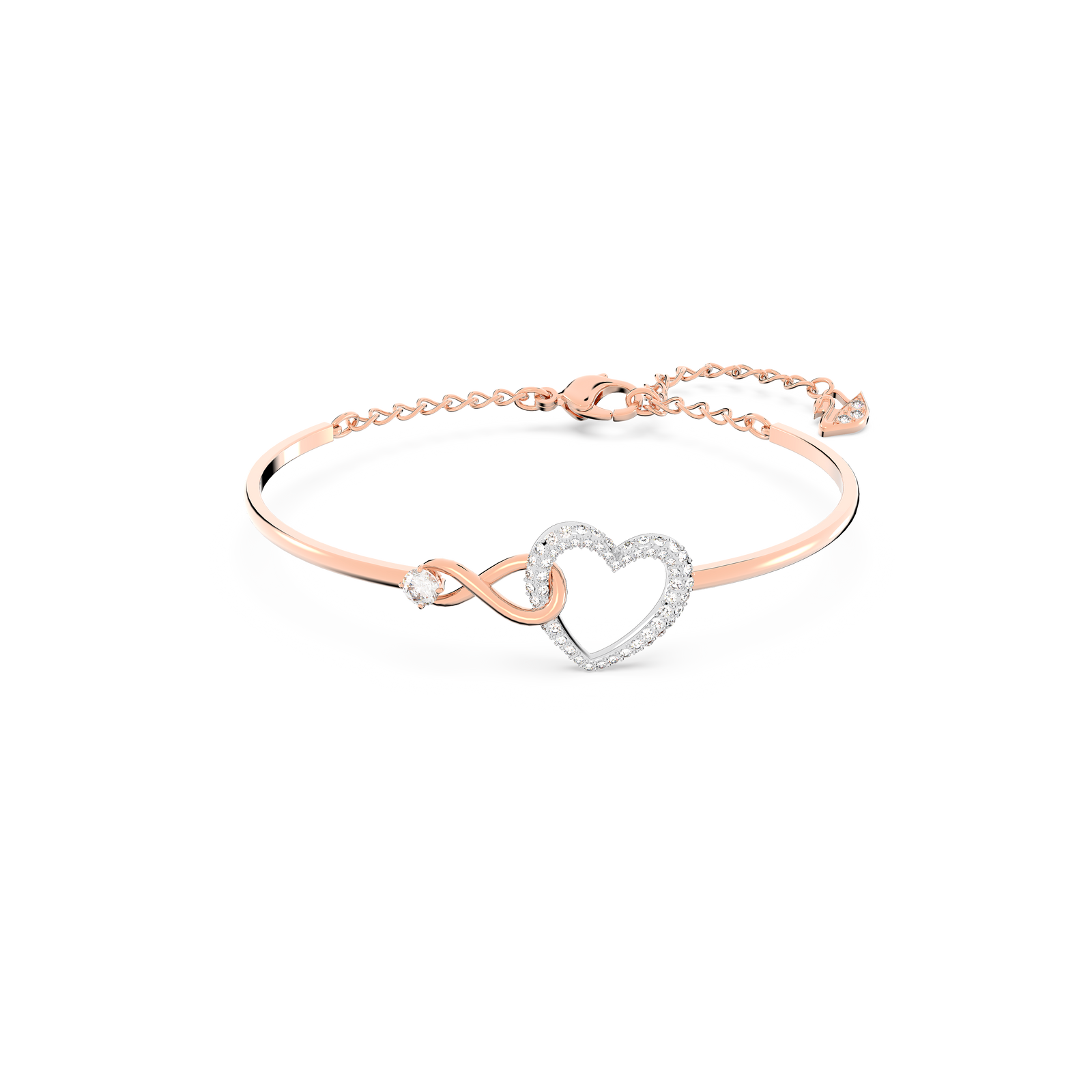 【55】SWAROVSKI Triumphal Black Bangle Swan bangle, Swan, Black, Ruthenium plated | Swarovski