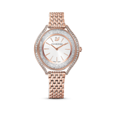 Swarovski Crystalline aura watch, Swiss Made, Metal bracelet, Rose gold tone, Rose gold-tone finish 5519459