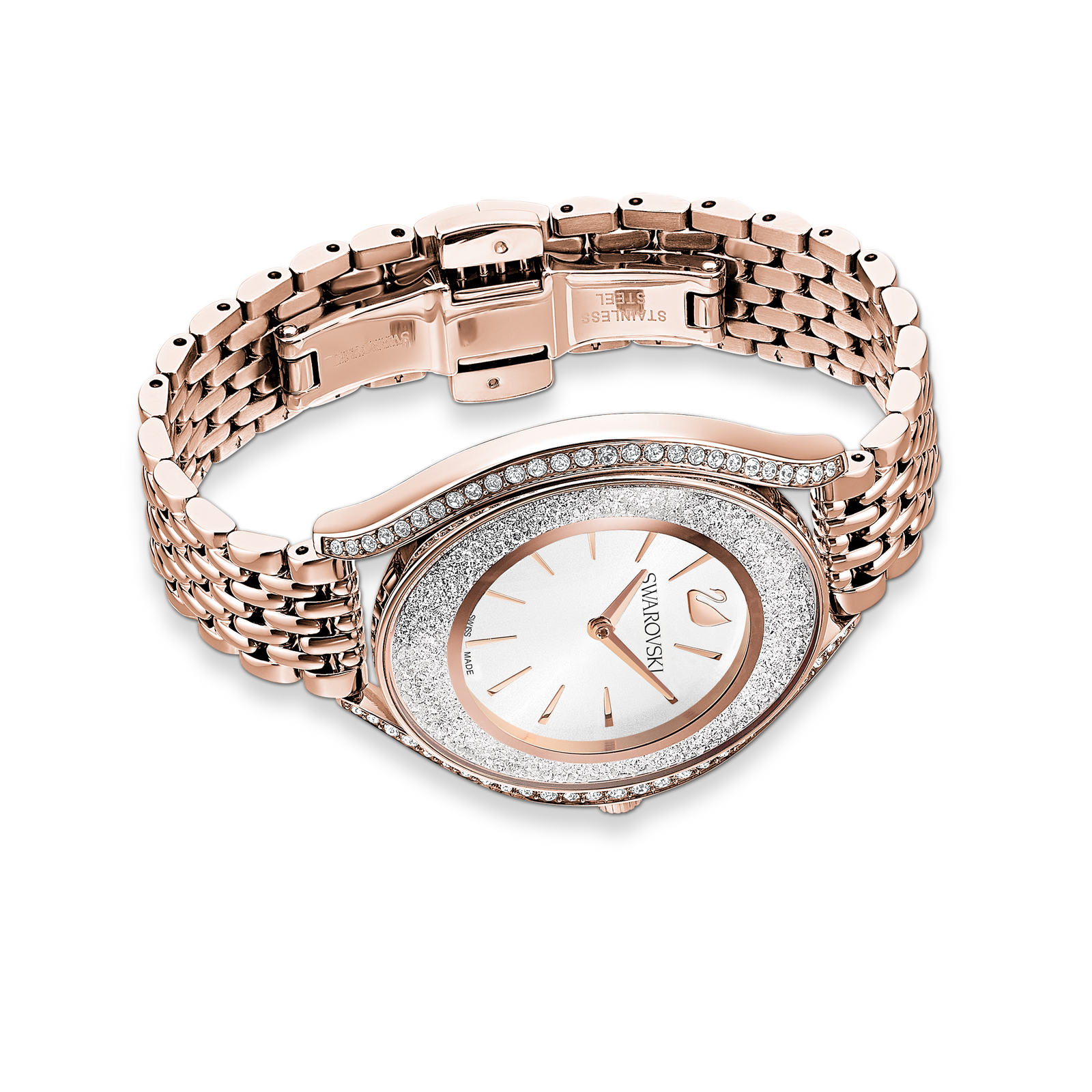Swarovski Crystalline aura watch, Swiss Made, Metal bracelet, Rose