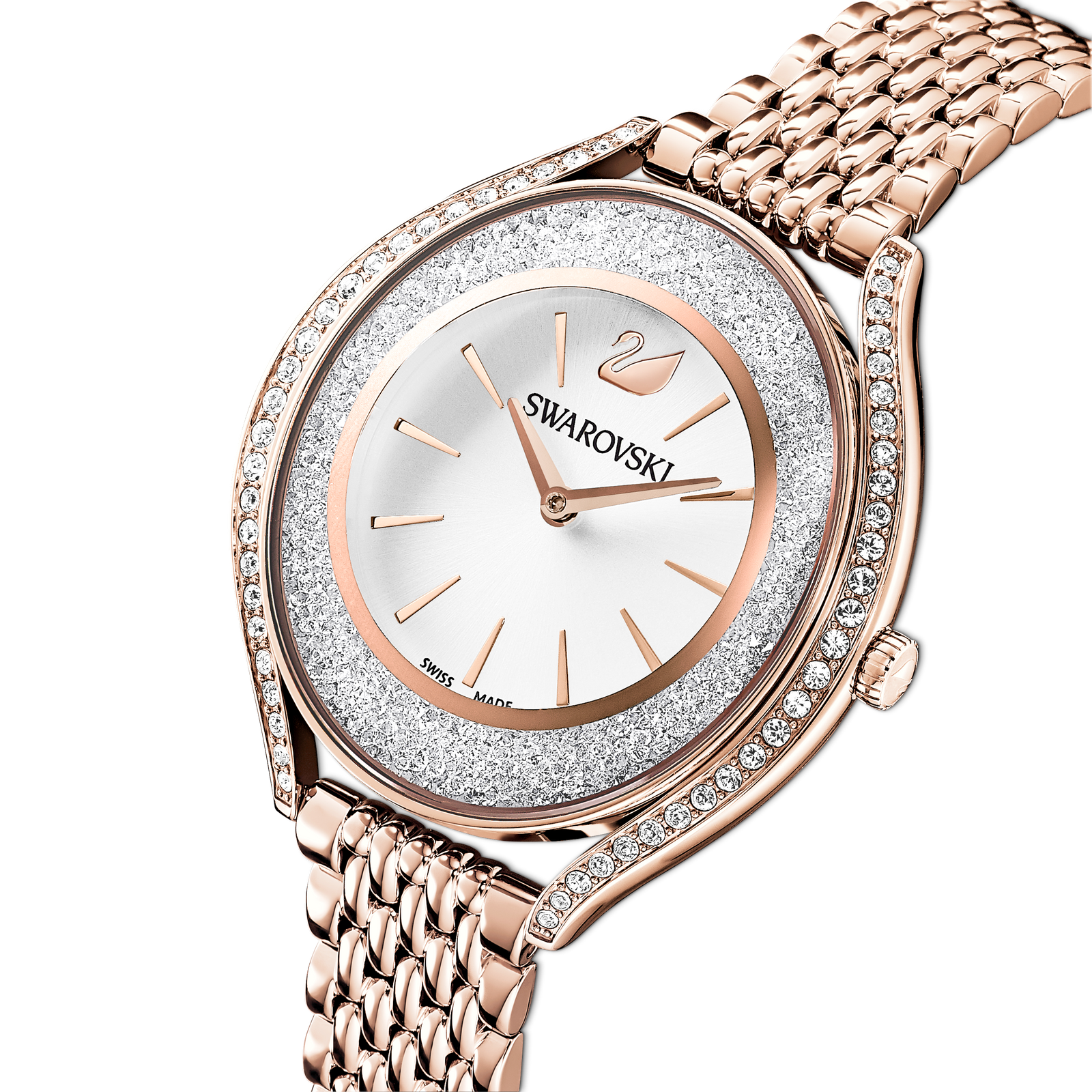 Swarovski Crystalline aura watch, Swiss Made, Metal bracelet, Rose