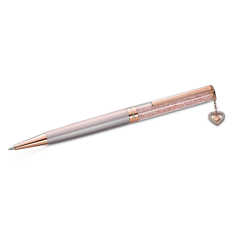 SWAROVSKI CRYSTALLINE BALLPOINT PEN, HEART, ROSE GOLD TONE, PINK LACQUERED, ROSE GOLD-TONE PLATED 5527536