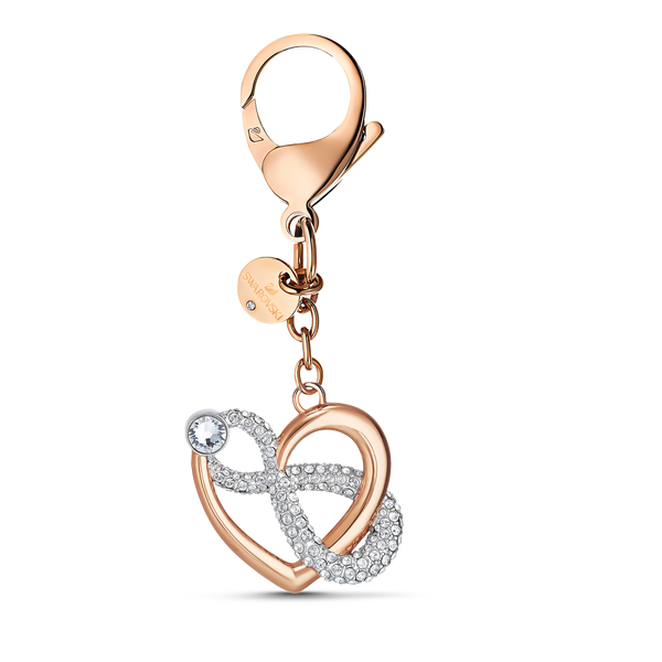 SWAROVSKI INFINITE BAG CHARM, INFINITY AND HEART, WHITE, MIXED METAL FINISH 5530885