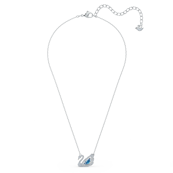 SWAROVSKI DANCING SWAN NECKLACE, SWAN, BLUE, RHODIUM PLATED 5533397