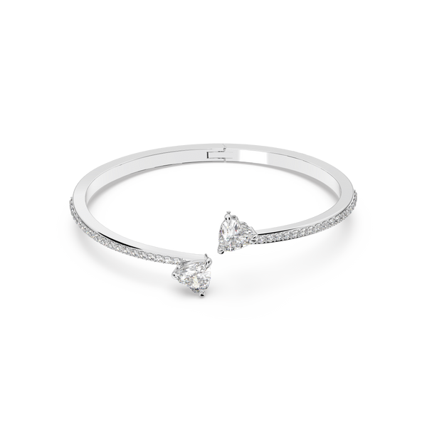 【55】SWAROVSKI Triumphal Black Bangle Swan bangle, Swan, Black, Ruthenium plated | Swarovski