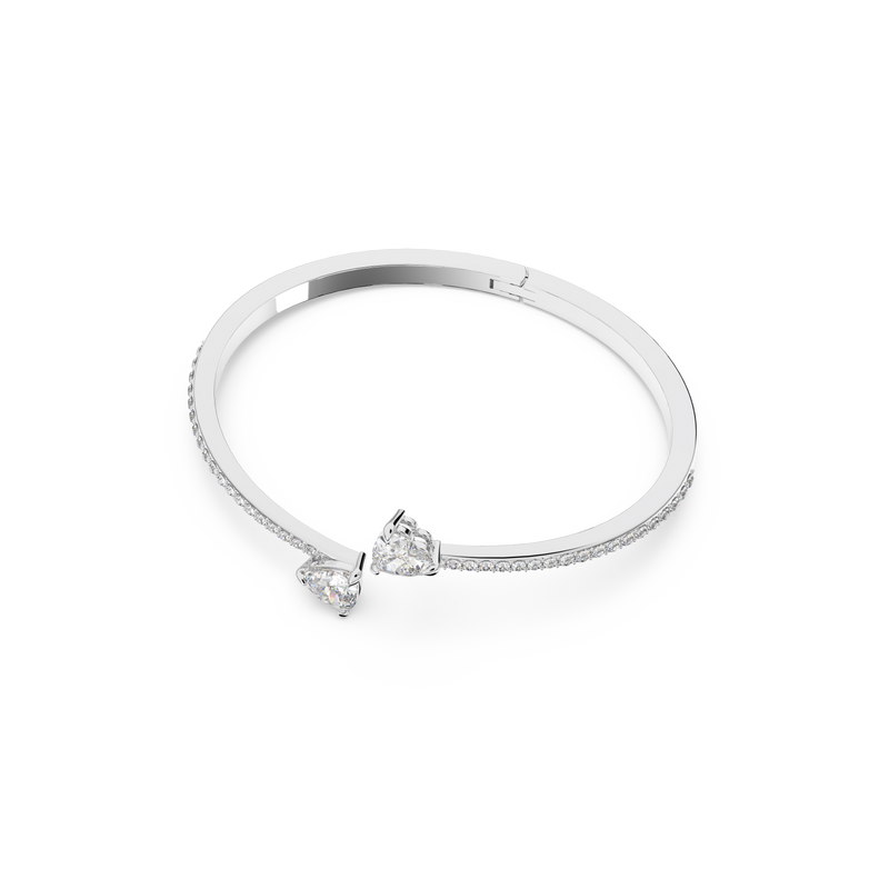 SWAROVSKI ATTRACT SOUL BANGLE, HEART, WHITE, RHODIUM PLATED