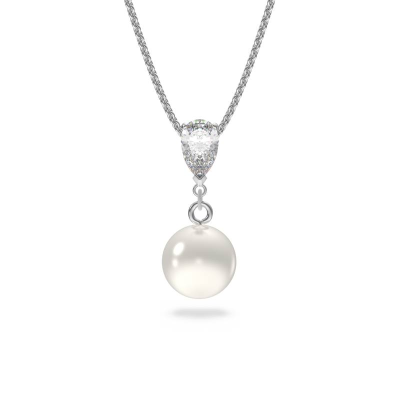 Swarovski Treasure Pearl Y Necklace, White, Rhodium plated 5559409