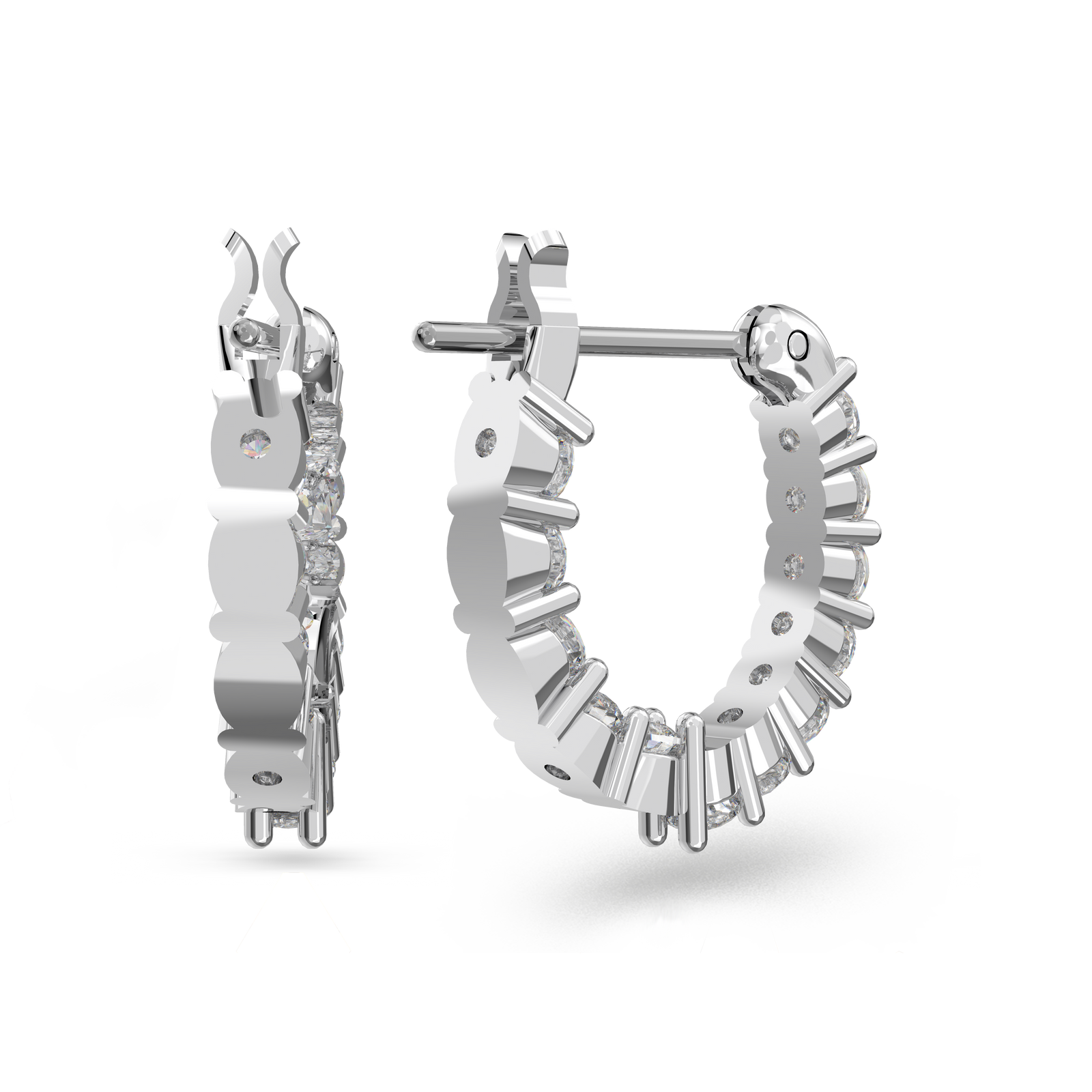 スワロフスキー 5562126 ピアス Vittore hoop earrings Matrix Vittore hoop earrings, Round cut, White, Rhodium